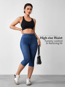 SHEIN Tall Casual Washed High Waist Skinny Jeans - Blue - View 7
