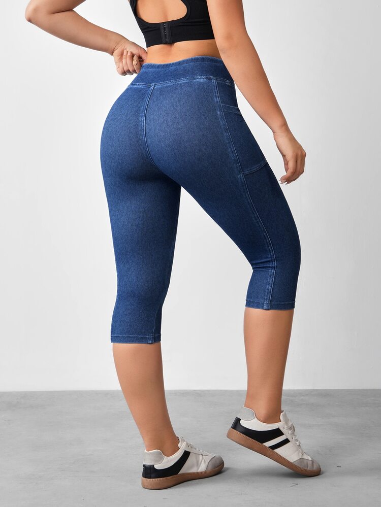 SHEIN Tall Casual Washed High Waist Skinny Jeans - Blue - View 4