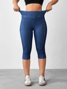 SHEIN Tall Casual Washed High Waist Skinny Jeans - Blue - View 3