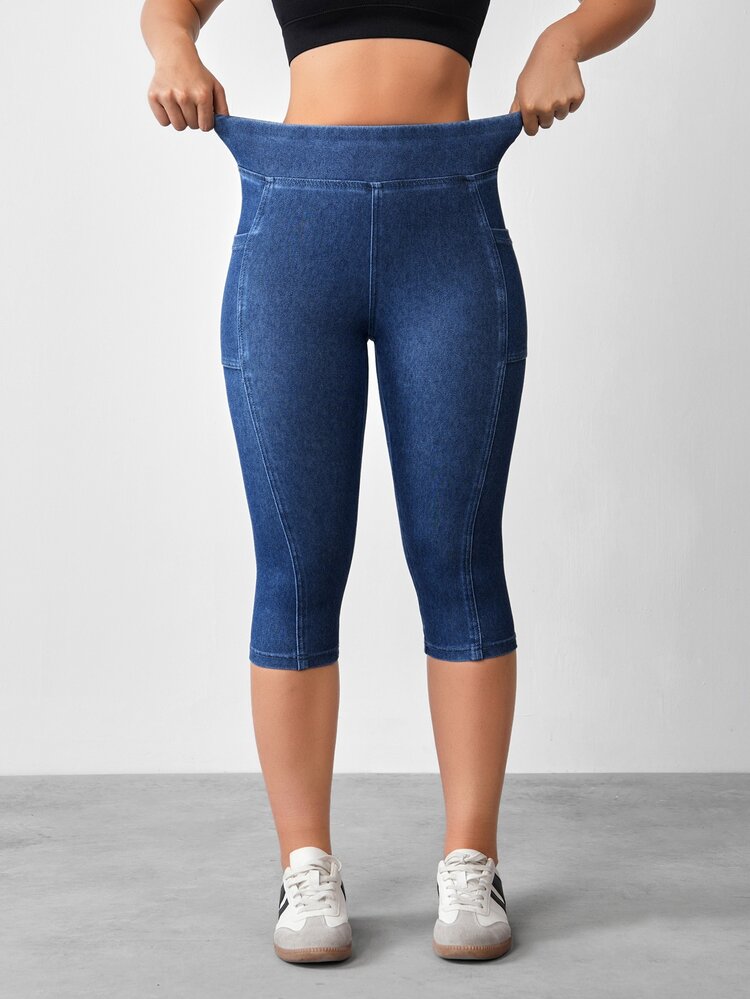 SHEIN Tall Casual Washed High Waist Skinny Jeans - Blue - View 3