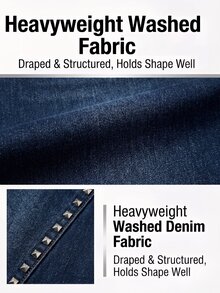 SHEIN Tall Women's Rivet Decor Straight Leg Jeans - Blue - View 7