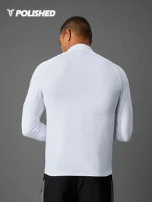 Acti Log Boyfriend Style Men Solid Zip Up Sports Jacket Workout Tops Casual Plain Long Sleeve Jacket Jogger Running Jacket Workout Tops Fall Fall Breathable Sports Jacket - White - View 2