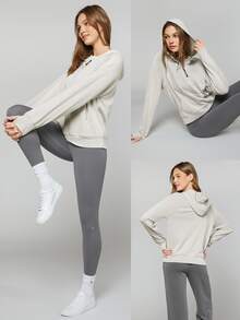 GLOWMODE Modal Silk Touch Oversized Long Sleeve Half-Zip Sweatshirt  Spring Summer - Light Grey - View 7