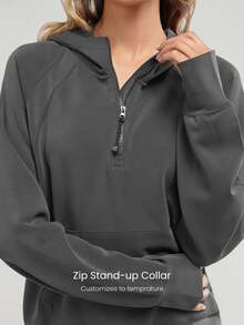 GLOWMODE Modal Silk Touch Oversized Long Sleeve Half-Zip Sweatshirt  Spring Summer - Dark Grey - View 3