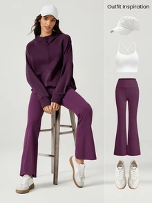 GLOWMODE Modal Silk Touch Oversized Long Sleeve Half-Zip Sweatshirt  Spring Summer - Cherry Cola - View 7