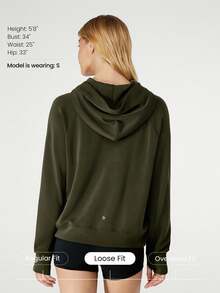 GLOWMODE Modal Silk Touch Oversized Long Sleeve Half-Zip Sweatshirt  Spring Summer - Army Green - View 2
