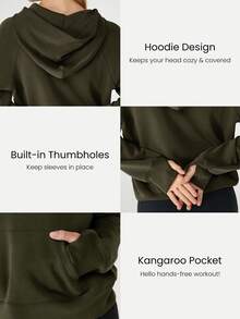 GLOWMODE Modal Silk Touch Oversized Long Sleeve Half-Zip Sweatshirt  Spring Summer - Army Green - View 4