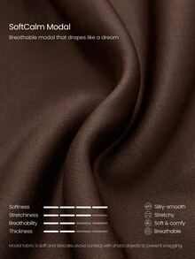 GLOWMODE Modal Silk Touch Oversized Long Sleeve Half-Zip Sweatshirt  Spring Summer - Chocolate Brown - View 6