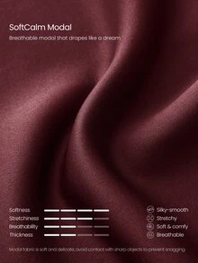 GLOWMODE Modal Silk Touch Oversized Long Sleeve Half-Zip Sweatshirt  Spring Summer - Burgundy - View 5