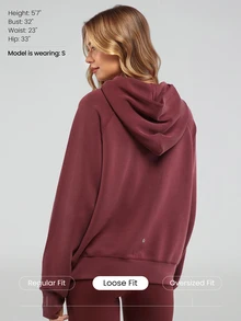 GLOWMODE Modal Silk Touch Oversized Long Sleeve Half-Zip Sweatshirt  Spring Summer - Burgundy - View 2