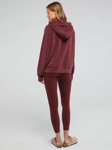 GLOWMODE Modal Silk Touch Oversized Long Sleeve Half-Zip Sweatshirt  Spring Summer - Burgundy - View 8