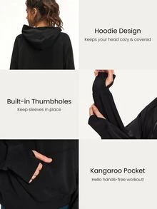 GLOWMODE Modal Silk Touch Oversized Long Sleeve Half-Zip Sweatshirt  Spring Summer - Black - View 4