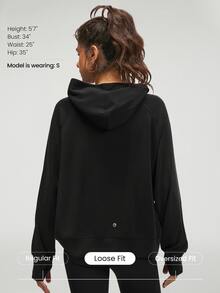 GLOWMODE Modal Silk Touch Oversized Long Sleeve Half-Zip Sweatshirt  Spring Summer - Black - View 2