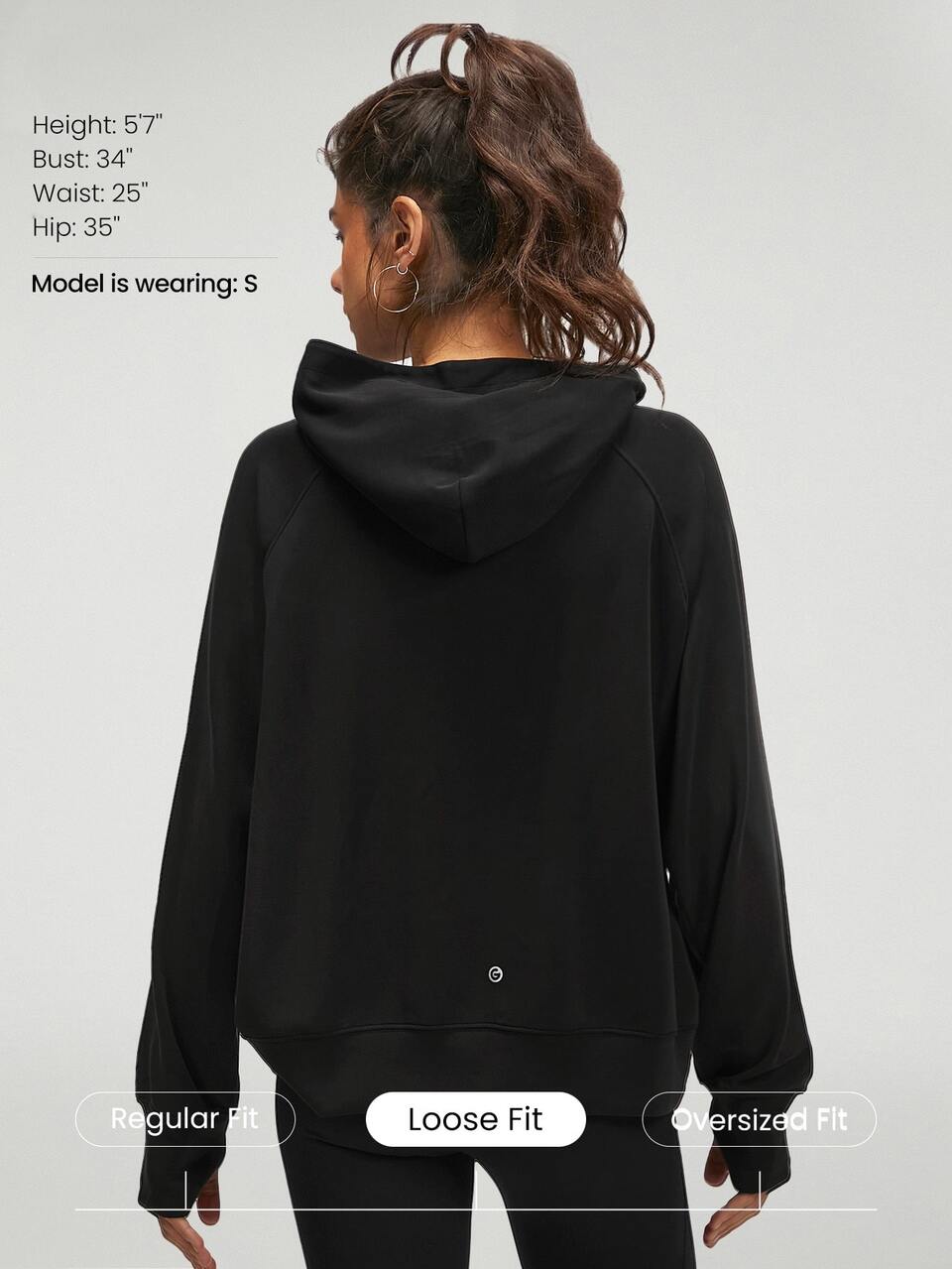 Moletom Oversized de Manga Longa com Zíper Parcial em Modal com Toque de Seda, Primavera/Verão