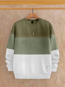 EASEVO Men's Casual Vacation College Sports Outdoor Colorblock Patchwork Stylish Versatile Pullover Sweatshirt - Multicolor - View 4
