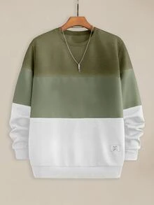 EASEVO Men's Casual Vacation College Sports Outdoor Colorblock Patchwork Stylish Versatile Pullover Sweatshirt - Multicolor - View 1