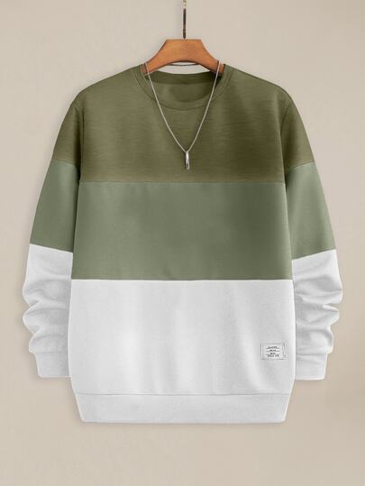 EASEVO Men's Casual Vacation College Sports Outdoor Colorblock Patchwork Stylish Versatile Pullover Sweatshirt