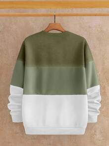 EASEVO Men's Casual Vacation College Sports Outdoor Colorblock Patchwork Stylish Versatile Pullover Sweatshirt - Multicolor - View 2