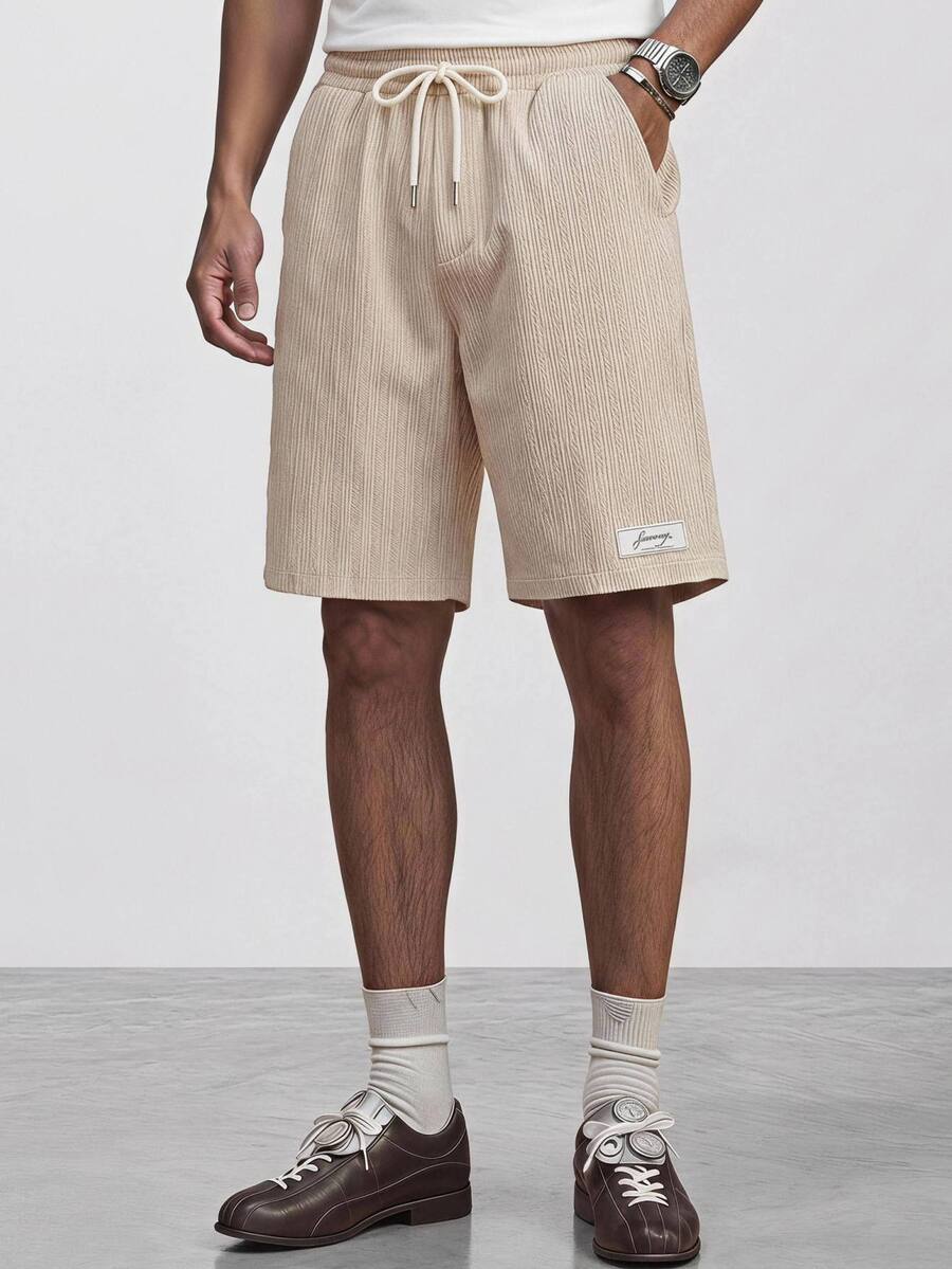 NORVETH Men's Drawstring Waist Pocket Casual Versatile Daily Travel Shorts - Apricot - View 1