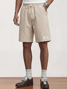 NORVETH Men's Drawstring Waist Pocket Casual Versatile Daily Travel Shorts - Apricot - View 7