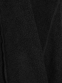 SHEIN ICON Plus Size Black Y2K Cinched Waist A-Line Faux Fur Collar Long Coat, Autumn/Winter - Black - View 15