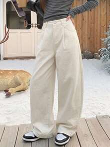 DAZY Solid Color Loose Carrot Pants With Pockets, Casual Long Pants For Women, Spring And Summer - Apricot - View 7