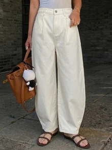 DAZY Solid Color Loose Carrot Pants With Pockets, Casual Long Pants For Women, Spring And Summer - Apricot - View 5