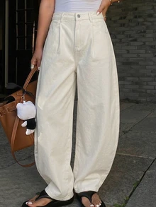 DAZY Solid Color Loose Carrot Pants With Pockets, Casual Long Pants For Women, Spring And Summer - Apricot - View 6