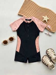 Dazy Kids Young Girl One-Piece Swimsuit Vacation - Pink - View 3