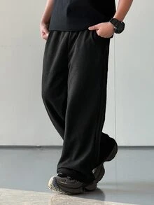 1 件青少年男孩休闲运动学院直筒宽松灰色长裤适合返校适合生日派对、晚会、表演、婚礼、洗礼、开幕式日常适合日常使用适合上学适合旅行适合运动适合春夏季节 - 黑色 - 查看 3