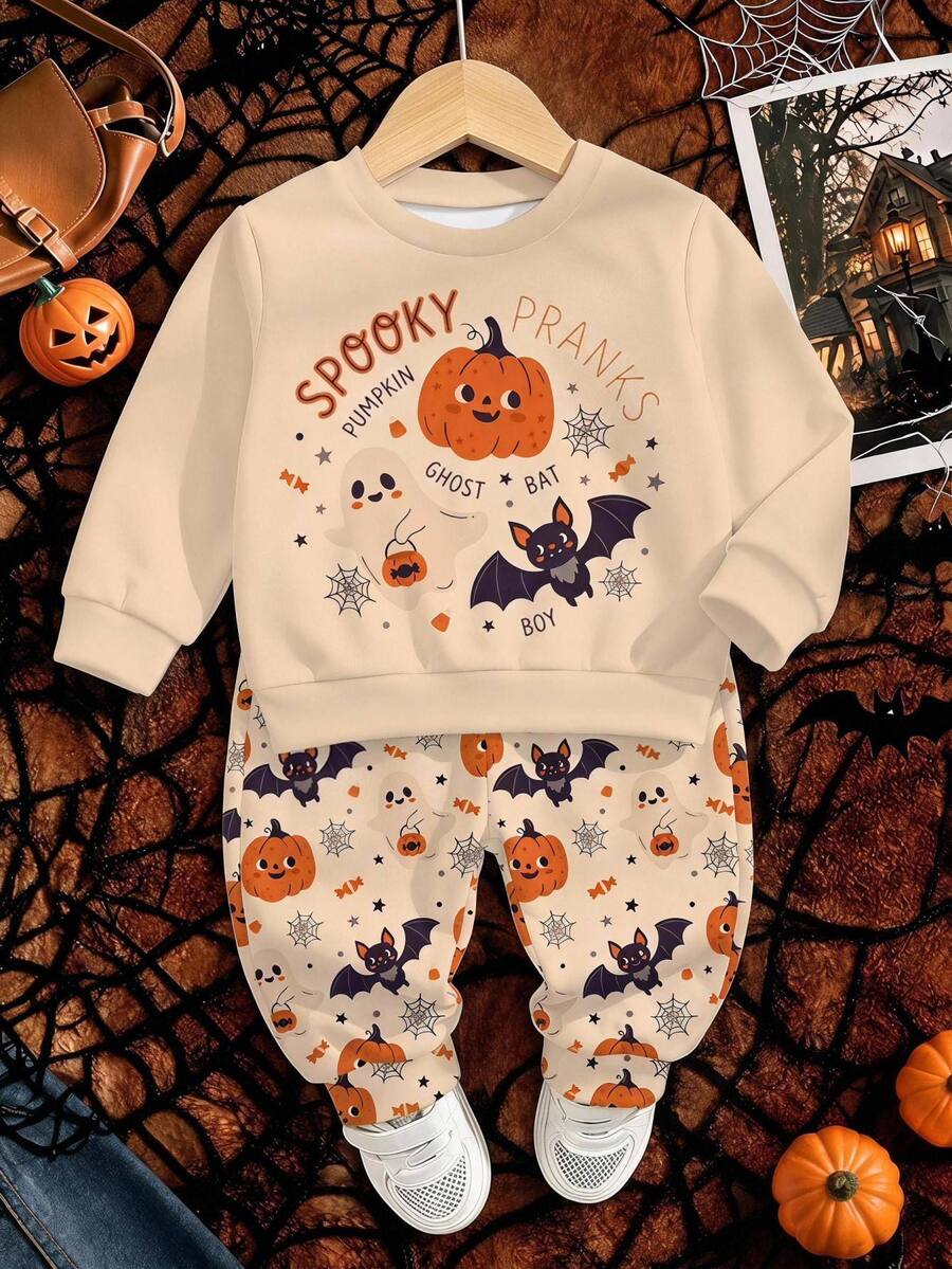 Young Boys Loose Sports Casual Comfortable Long Sleeve Sweatshirt And Pants 2 Pieces Set Suitable For Autumn/Winter - Multicolor - View 1