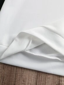 Manfinity Joysei 男士黑白拼色圓領落肩袖套頭運動衫，極簡刺繡字母設計，適合外出與校園穿著 - 黑與白 - 查看 4