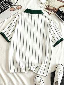 Daypath Men's Summer Casual Striped Letter Print Polo Shirt - Multicolor - View 4