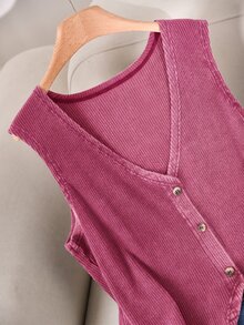 Story & Sage Casual Vacation Women's Vest Spring/Summer Slim Fit Vest Snowflake Pattern Vest Button Vest Black Vest - Hot Pink - View 5