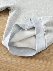 SHEIN 2件組兒童男孩/女孩百搭買1送1休閒百搭舒適保暖加厚內裡寬鬆長袖套頭運動衫多件套裝，適合學校、花園、秋季 - 彩色 - 查看 5