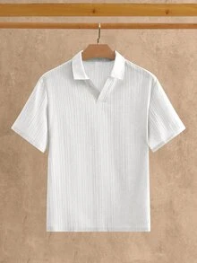 HIMLAND 3pcs/Pack Men's Simple Ice Silk Feel Short Sleeve Polo Shirts, Summer Vacation White Casual - White - View 4