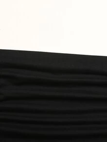 SHEIN 兒童青少年女孩 2件組休閒黑色拼接蕾絲飾邊荷葉邊長袖修身針織上衣與喇叭褲套裝，適合日常戶外、旅行機場、休閒日常穿著，法式童裝套裝 - 黑色 - 查看 7
