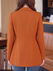 Plus Size Blazers - Burnt Orange - View 2