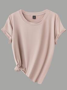 Calvaya Women's Plus Size Summer 4pcs Solid Color Round Neck Short Sleeve Casual T-Shirt - Multicolor - View 5