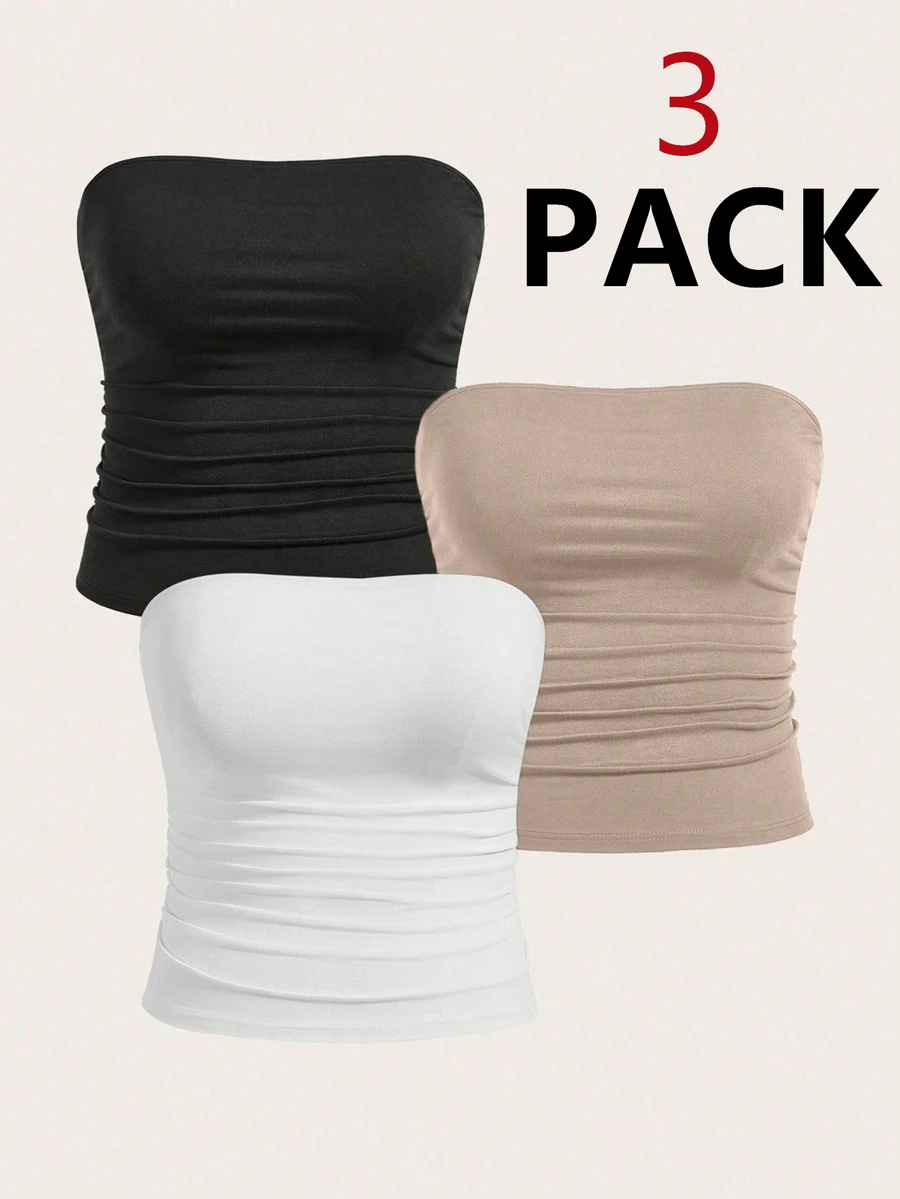 Calvaya Blusa casual de talla grande con pliegues y fruncidos de color liso para mujer - Multicolor - Ver 1