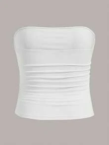 Calvaya Blusa casual de talla grande con pliegues y fruncidos de color liso para mujer - Multicolor - Ver 4