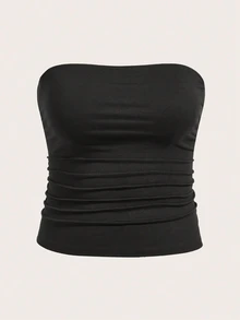 Calvaya Blusa casual de talla grande con pliegues y fruncidos de color liso para mujer - Multicolor - Ver 7