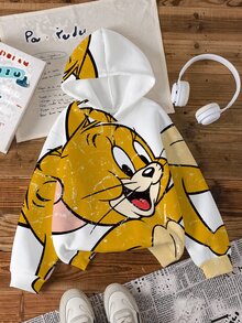 TOM & JERRY X SHEIN Young Boy Autumn/Winter Casual Cartoon Print Sweatshirt - White - View 8