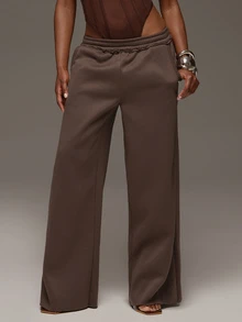 Normani Summer/Fall Festival Party Prom Graduation Prom Casual Vacation Country Y2k Women's Casual Streetwear Versatile Solid Color Sweatpants Dark Brown - Coffee Brown - View 6