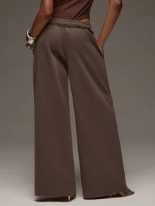 Normani Summer/Fall Festival Party Prom Graduation Prom Casual Vacation Country Y2k Women's Casual Streetwear Versatile Solid Color Sweatpants Dark Brown - Coffee Brown - View 2