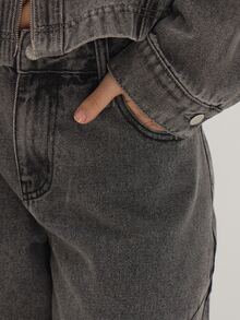 MUSEYN Celana Jeans Denim Abu-abu dengan Detail Jahitan Lebar di Bagian Kaki - Light Grey - View 5