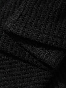 FRIFUL Women's Solid Color Patchwork Faux Fur Off-Shoulder Criss-Cross Halter Neck Elegant Sexy Dress Halloween Date Night Night Out Black Winter Fall - Black - View 7