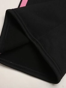 SHEIN 青少年女孩秋冬新款針織黑色純色寬鬆休閒口袋寬腿運動褲 百褶休閒運動長褲 - 黑色 - 查看 5