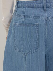 MUSEYN Light Blue Pleated Low Waist Barrel Leg Jeans Classic Timeless Versatile Everyday Eeekend Fall - Blue - View 6