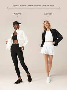 GLOWMODE Modal Fleece Warm Stretchy Relaxed Fit Cargo Long Sleeve Jacket With Side Pockets Daily Casual Winter - White - View 7